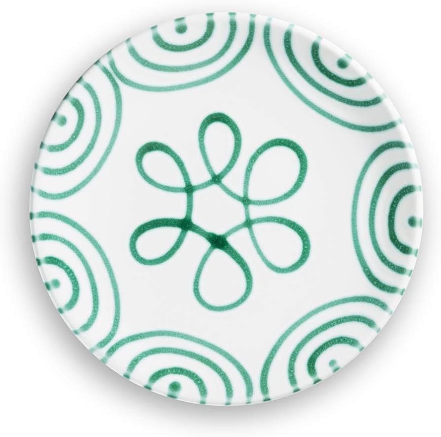 Green Flamed Dessert Plate