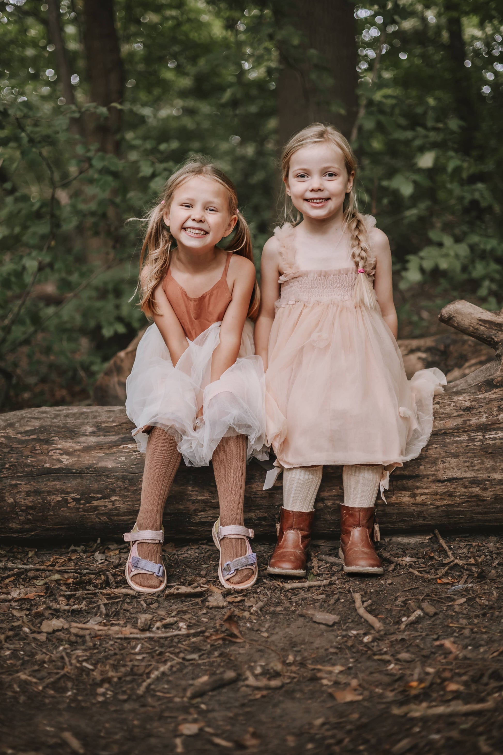 Annie & Charles® organic linen tulle dress: Apricot / 2-3 Y
