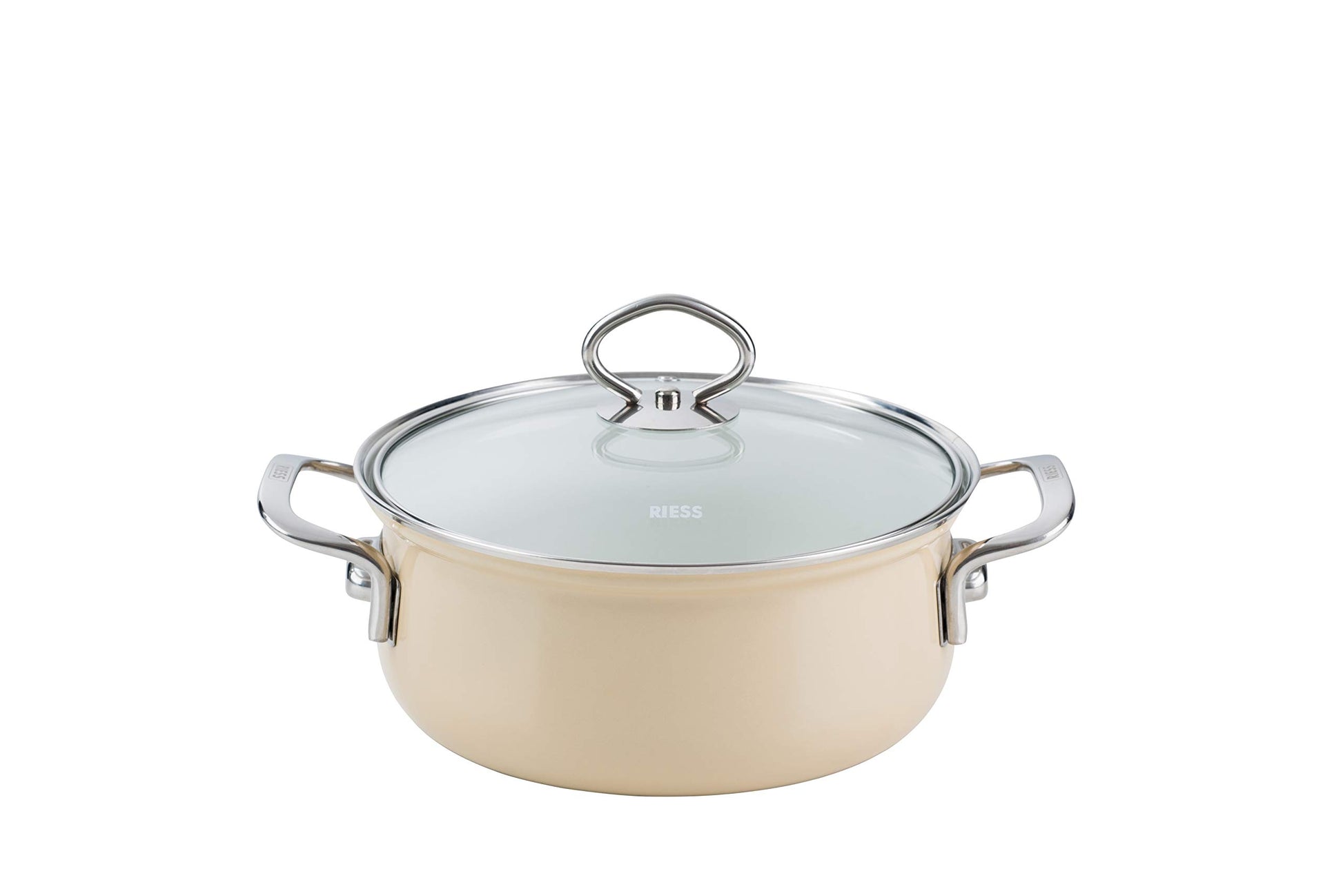 Enamel Pot, Two-Handled with Lid