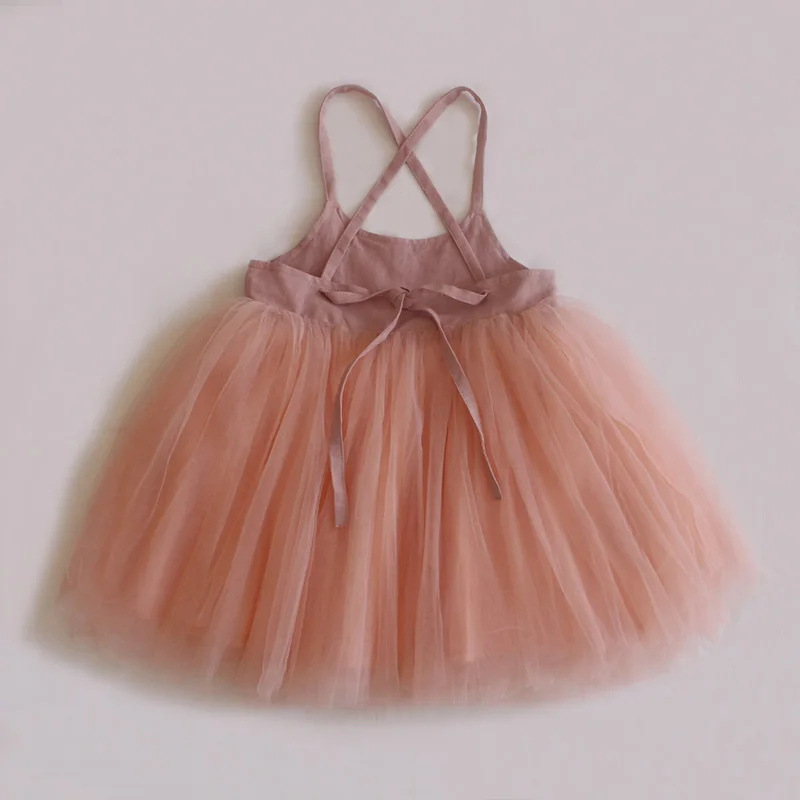 Annie & Charles® organic linen tulle dress: Apricot / 3-4Y