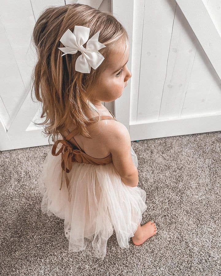 Annie & Charles® organic linen tulle dress: Apricot / 2-3 Y