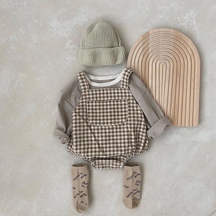Annie & Charles® Baby Bloomer: Brown checkered / 6-12 M