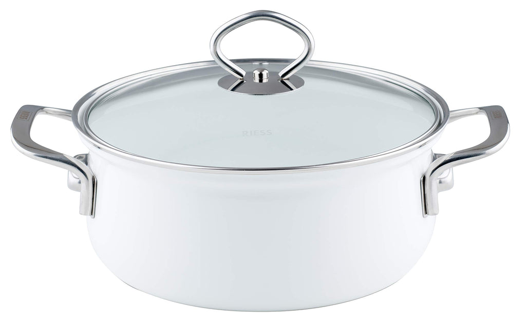 Enamel Pot, Two-Handled with Lid