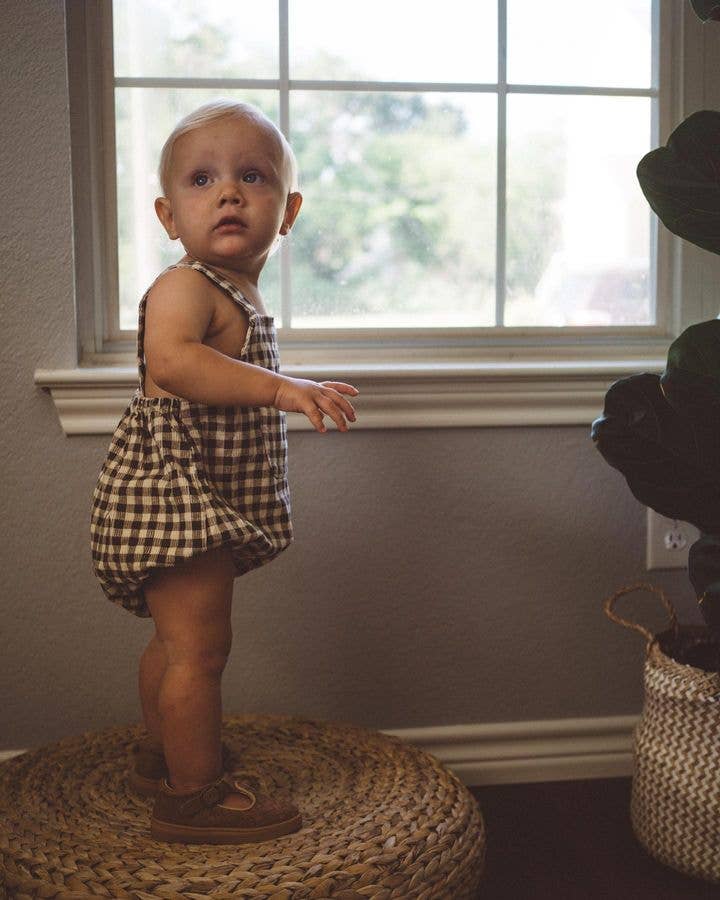 Annie & Charles® Baby Bloomer: Brown checkered / 6-12 M