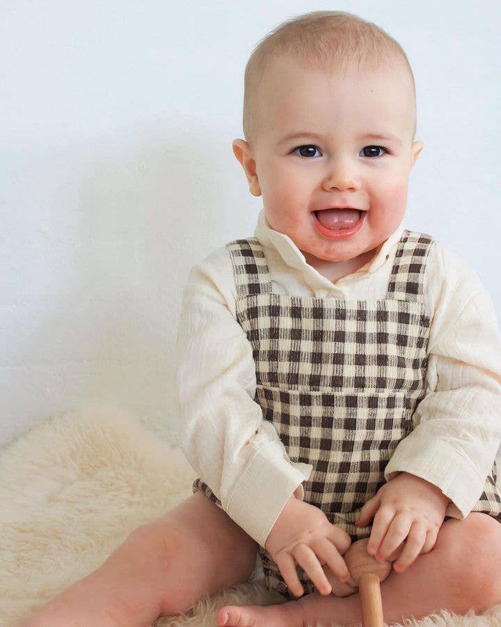 Annie & Charles® Baby Bloomer: Brown checkered / 6-12 M