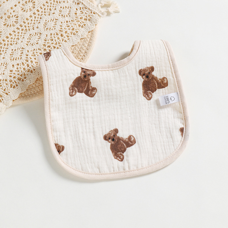 Annie & Charles® muslin bib with motif: 23 x 23 cm / Bear